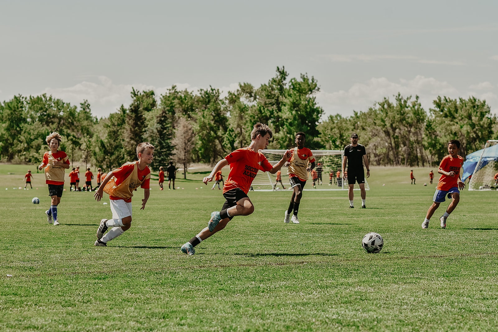 youth playing soccer